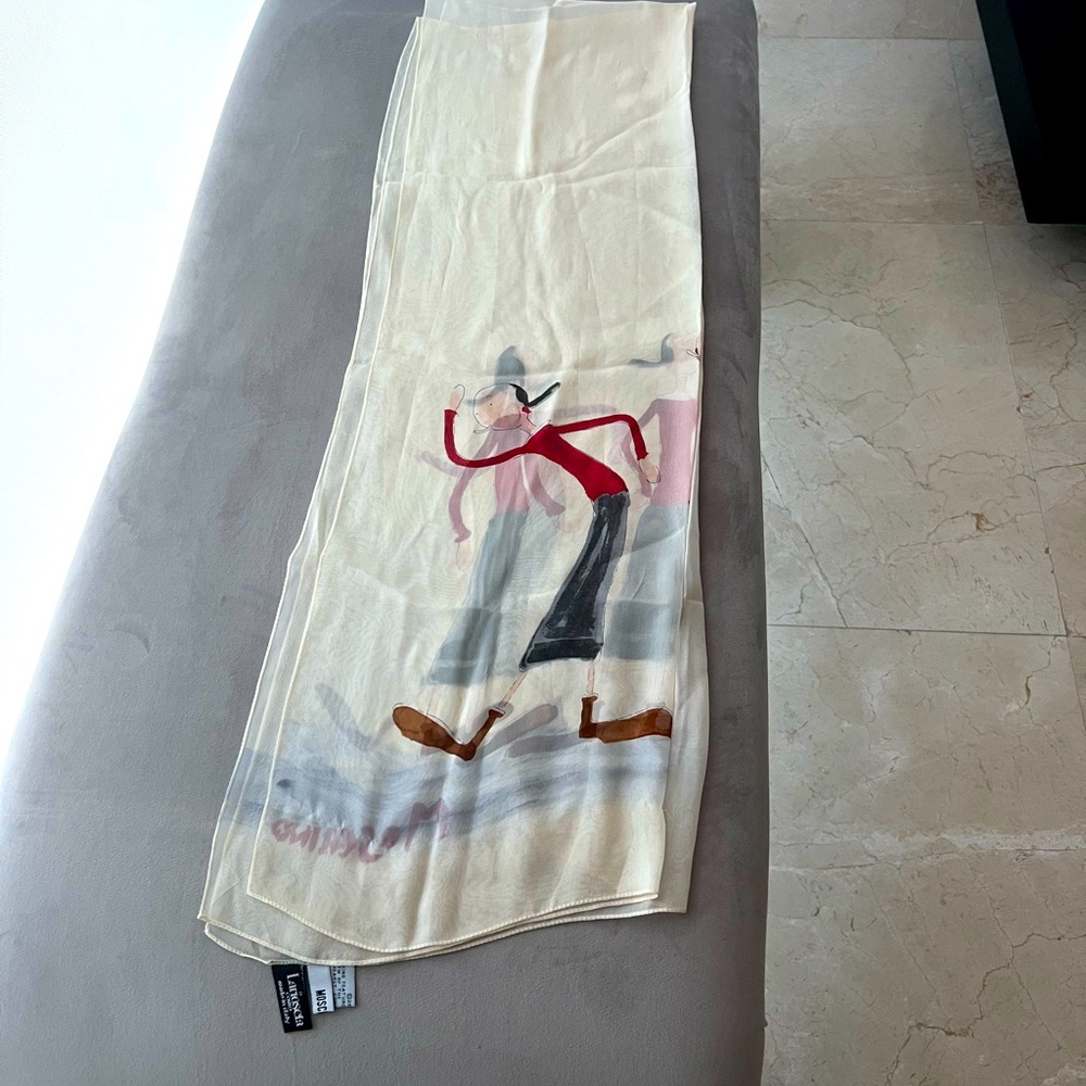 Moschino long silk scarf.